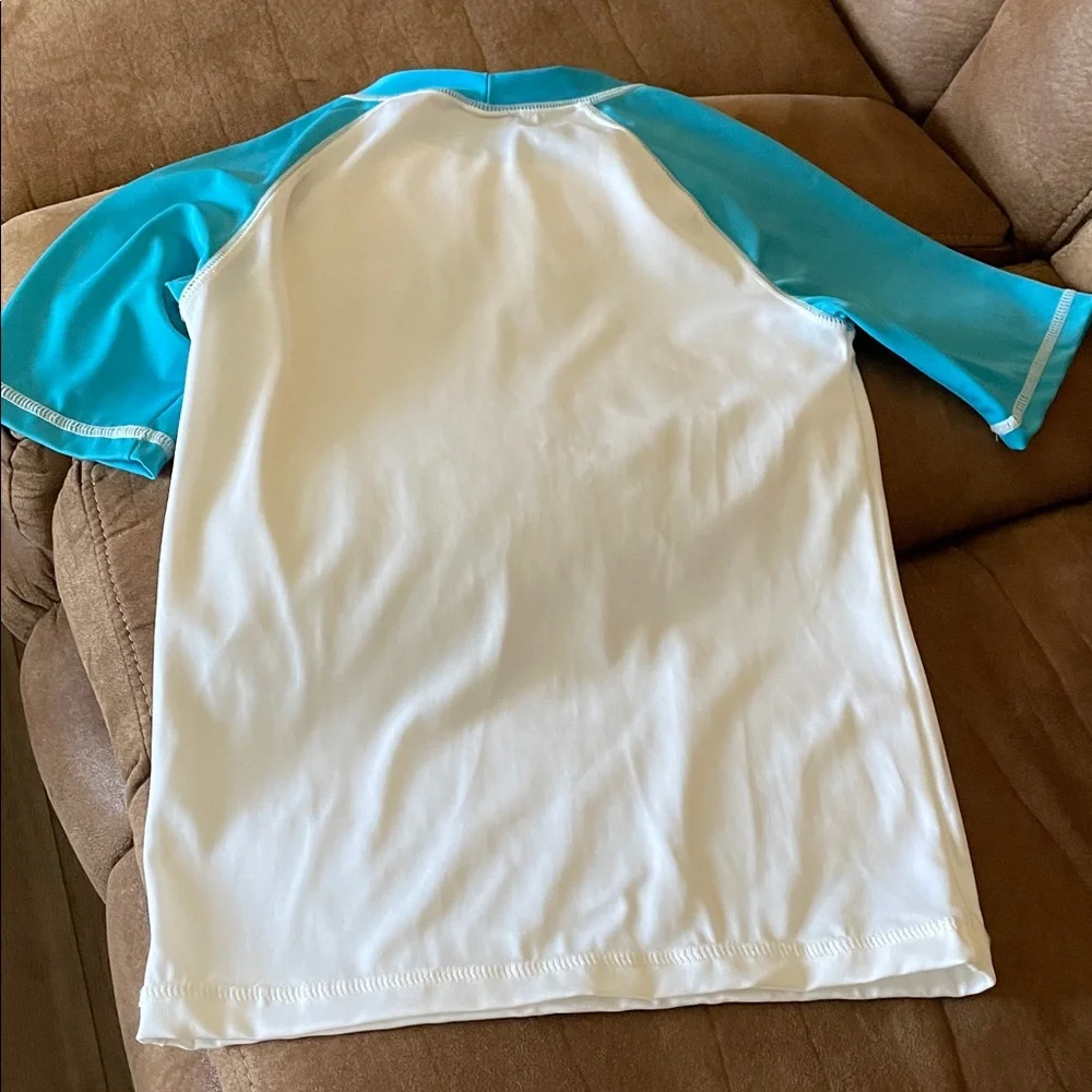 NWT Gymboree Boy White Blue In Surf We Trust Rash Guard Shirt (7-8)